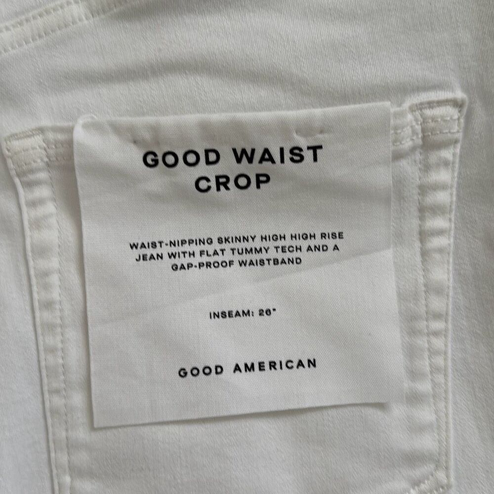 Good American Good Waist Crop Distressed Jeans White Size 12/31 - Picture 7 of 8